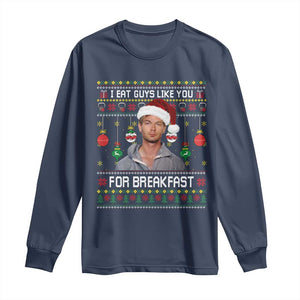 Funny Christmas Jeffrey Dahmer Long Sleeve Shirt I Eat Guys Like You For Breakfast Serial Killer TS11 Navy Print Your Wear