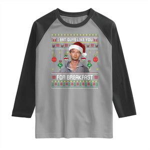 Funny Christmas Jeffrey Dahmer Raglan Shirt I Eat Guys Like You For Breakfast Serial Killer TS11 Sport Gray Black Print Your Wear