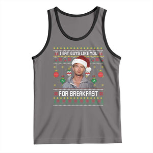 Funny Christmas Jeffrey Dahmer Tank Top I Eat Guys Like You For Breakfast Serial Killer TS11 Deep Heather Black Print Your Wear