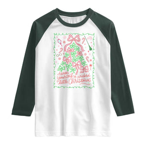 Have Yourself A Wicked Little Christmas Raglan Shirt Funny Xmas Wizard Princess TS11 White Dark Forest Green Print Your Wear