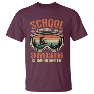 Funny School Is Important But Snowboarding Is Importanter T Shirt TS11 Maroon Print Your Wear