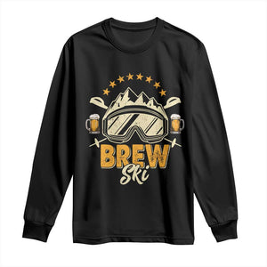 Brewski Skiing Beer Long Sleeve Shirt Funny Skiing Skier Ski Vacation TS11 Black Print Your Wear