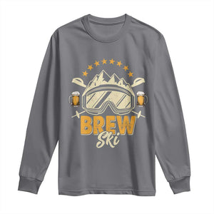 Brewski Skiing Beer Long Sleeve Shirt Funny Skiing Skier Ski Vacation TS11 Charcoal Print Your Wear
