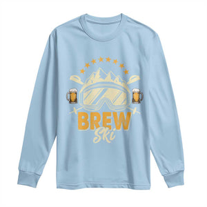 Brewski Skiing Beer Long Sleeve Shirt Funny Skiing Skier Ski Vacation TS11 Light Blue Print Your Wear