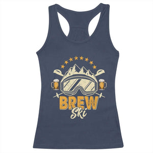 Brewski Skiing Beer Racerback Tank Top Funny Skiing Skier Ski Vacation TS11 Navy Print Your Wear