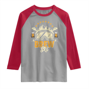 Brewski Skiing Beer Raglan Shirt Funny Skiing Skier Ski Vacation TS11 Sport Gray Red Print Your Wear