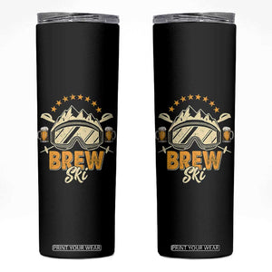 Brewski Skiing Beer Skinny Tumbler Funny Skiing Skier Ski Vacation TS11 Black Print Your Wear