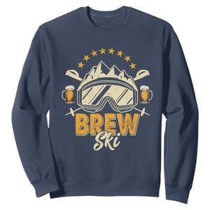 Brewski Skiing Beer Sweatshirt Funny Skiing Skier Ski Vacation TS11 Navy Print Your Wear