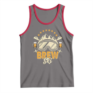 Brewski Skiing Beer Tank Top Funny Skiing Skier Ski Vacation TS11 Deep Heather Red Print Your Wear