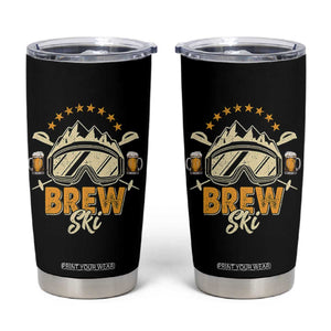 Brewski Skiing Beer Tumbler Cup Funny Skiing Skier Ski Vacation TS11 Black Print Your Wear