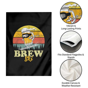 Brewski Skiing Beer Garden Flag Funny Skiing Skier Ski Vacation Retro Sunset TS11 Print Your Wear