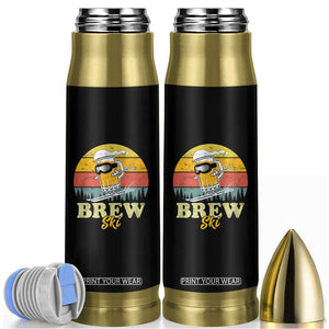 Brewski Skiing Beer Bullet Tumbler Funny Skiing Skier Ski Vacation Retro Sunset TS11 Black Print Your Wear