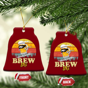 Brewski Skiing Beer Ceramic Ornament Funny Skiing Skier Ski Vacation Retro Sunset TS11 Print Your Wear