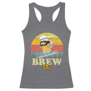 Brewski Skiing Beer Racerback Tank Top Funny Skiing Skier Ski Vacation Retro Sunset TS11 Charcoal Print Your Wear