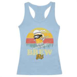 Brewski Skiing Beer Racerback Tank Top Funny Skiing Skier Ski Vacation Retro Sunset TS11 Light Blue Print Your Wear