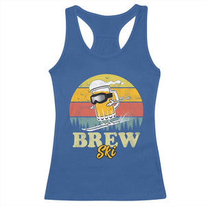 Brewski Skiing Beer Racerback Tank Top Funny Skiing Skier Ski Vacation Retro Sunset TS11 Royal Blue Print Your Wear