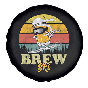 Brewski Skiing Beer Spare Tire Cover Funny Skiing Skier Ski Vacation Retro Sunset TS11 Print Your Wear