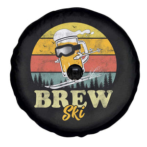 Brewski Skiing Beer Spare Tire Cover Funny Skiing Skier Ski Vacation Retro Sunset TS11 Print Your Wear