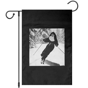Funny Skiing Nun Graphics Photo Skier Winter Sport Garden Flag TS11 Black Print Your Wear