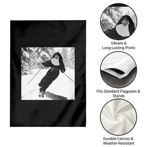 Funny Skiing Nun Graphics Photo Skier Winter Sport Garden Flag TS11 Print Your Wear