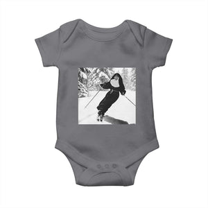 Funny Skiing Nun Graphics Photo Skier Winter Sport Baby Onesie TS11 Charcoal Print Your Wear