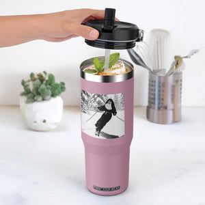 Funny Skiing Nun Graphics Photo Skier Winter Sport Flip Straw Tumbler TS11 One Size: 30 oz Light Pink Print Your Wear