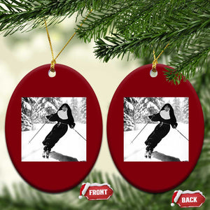 Funny Skiing Nun Graphics Photo Skier Winter Sport Ceramic Ornament TS11 Print Your Wear