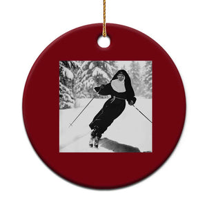 Funny Skiing Nun Graphics Photo Skier Winter Sport Ceramic Ornament TS11 1pc Red Print Your Wear