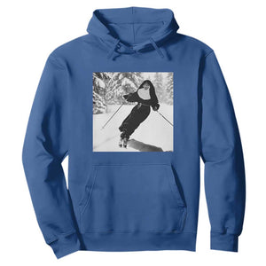 Funny Skiing Nun Graphics Photo Skier Winter Sport Hoodie TS11 Royal Blue Print Your Wear