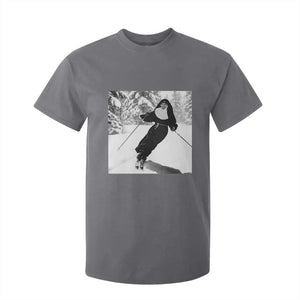 Funny Skiing Nun Graphics Photo Skier Winter Sport T Shirt For Kid TS11 Charcoal Print Your Wear