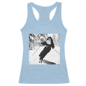 Funny Skiing Nun Graphics Photo Skier Winter Sport Racerback Tank Top TS11 Light Blue Print Your Wear