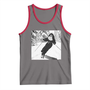 Funny Skiing Nun Graphics Photo Skier Winter Sport Tank Top TS11 Deep Heather Red Print Your Wear