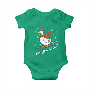 Funny Skiing Goose Baby Onesie Ski You Later Winter Vacation Sport TS11 Irish Green Print Your Wear