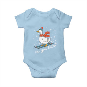 Funny Skiing Goose Baby Onesie Ski You Later Winter Vacation Sport TS11 Light Blue Print Your Wear