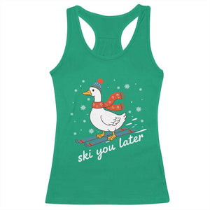 Funny Skiing Goose Racerback Tank Top Ski You Later Winter Vacation Sport TS11 Irish Green Print Your Wear