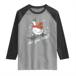 Funny Skiing Goose Raglan Shirt Ski You Later Winter Vacation Sport TS11 Sport Gray Black Print Your Wear