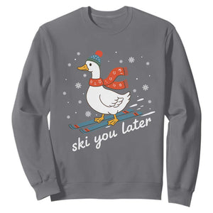 Funny Skiing Goose Sweatshirt Ski You Later Winter Vacation Sport TS11 Charcoal Print Your Wear