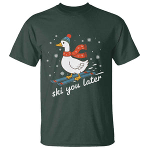 Funny Skiing Goose T Shirt Ski You Later Winter Vacation Sport TS11 Dark Forest Green Print Your Wear