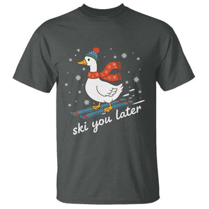 Funny Skiing Goose T Shirt Ski You Later Winter Vacation Sport TS11 Dark Heather Print Your Wear