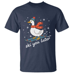 Funny Skiing Goose T Shirt Ski You Later Winter Vacation Sport TS11 Navy Print Your Wear