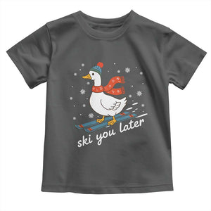 Funny Skiing Goose Toddler T Shirt Ski You Later Winter Vacation Sport TS11 Dark Heather Print Your Wear