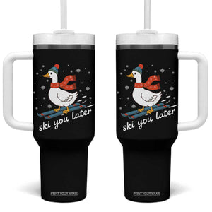 Funny Skiing Goose Tumbler With Handle Ski You Later Winter Vacation Sport TS11 One Size: 40 oz Black Print Your Wear