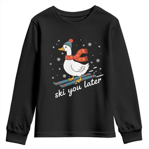 Funny Skiing Goose Youth Sweatshirt Ski You Later Winter Vacation Sport TS11 Black Print Your Wear