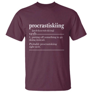 Funny Procrastiskiing Definition Skiing Snow Ski Sports Lover T Shirt TS11 Maroon Print Your Wear