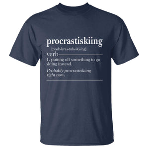 Funny Procrastiskiing Definition Skiing Snow Ski Sports Lover T Shirt TS11 Navy Print Your Wear