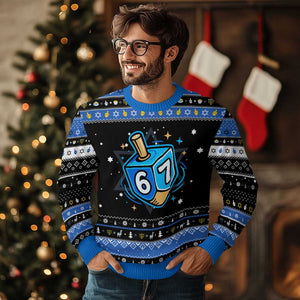 Funny 67 Chanukah Dreidel Hanukkah Ugly Sweater Star Of David TS11 Black Blue Print Your Wear