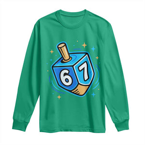 Funny 67 Hanukkah Dreidel Long Sleeve Shirt Chanukah Star Of David TS11 Irish Green Print Your Wear