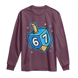 Funny 67 Hanukkah Dreidel Long Sleeve Shirt Chanukah Star Of David TS11 Maroon Print Your Wear