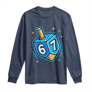 Funny 67 Hanukkah Dreidel Long Sleeve Shirt Chanukah Star Of David TS11 Navy Print Your Wear