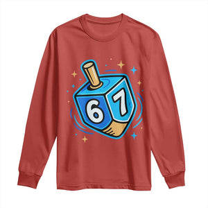 Funny 67 Hanukkah Dreidel Long Sleeve Shirt Chanukah Star Of David TS11 Red Print Your Wear